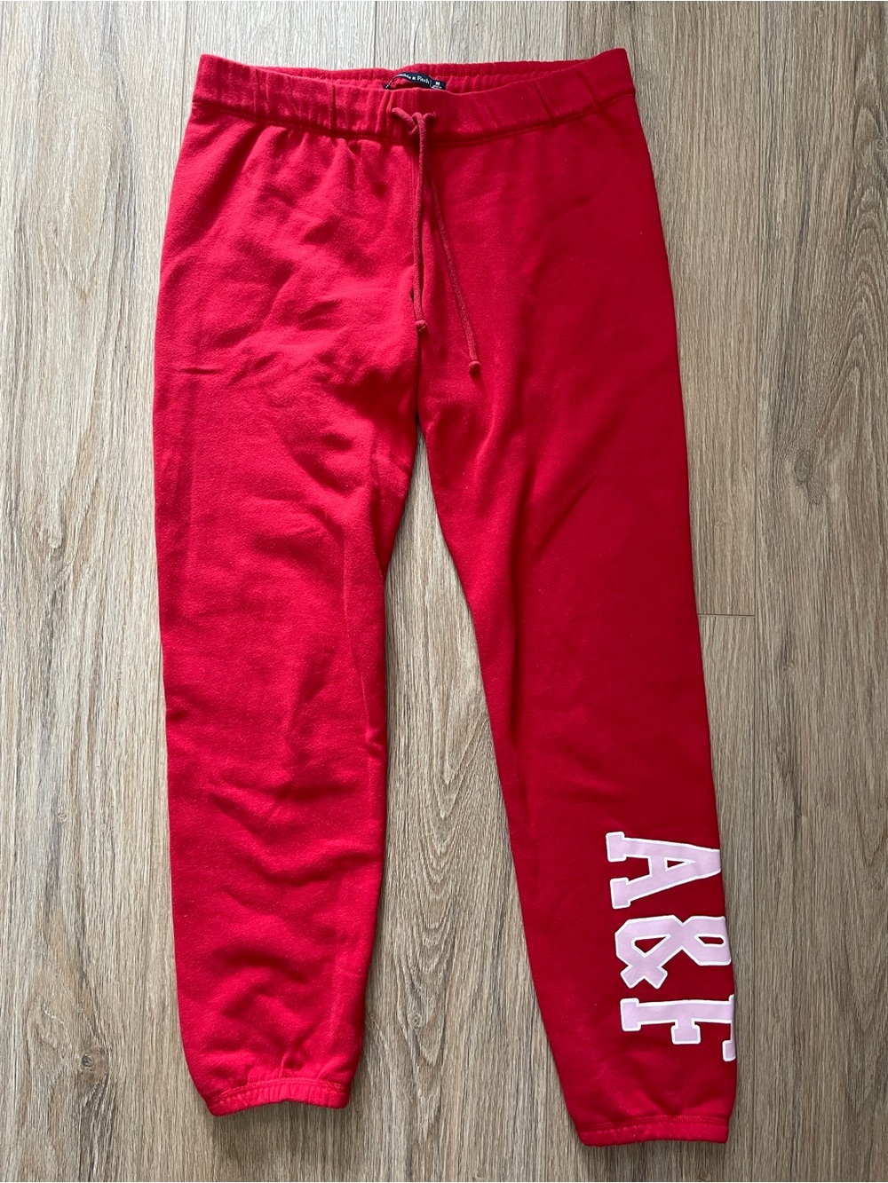 Red Abercrombie & Fitch logo jogger sweatpants